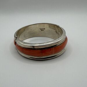 Taxco 925 Sterling Silver Spiny Oyster Hinged Bracelet TH-103 Heavy Mexico